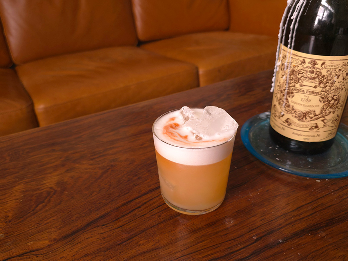 Pisco Sour on a table, at EOW Magazine